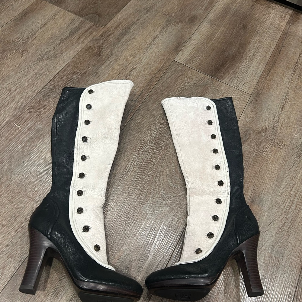 Frye Matilda button down Two-Tone Knee-High Boots